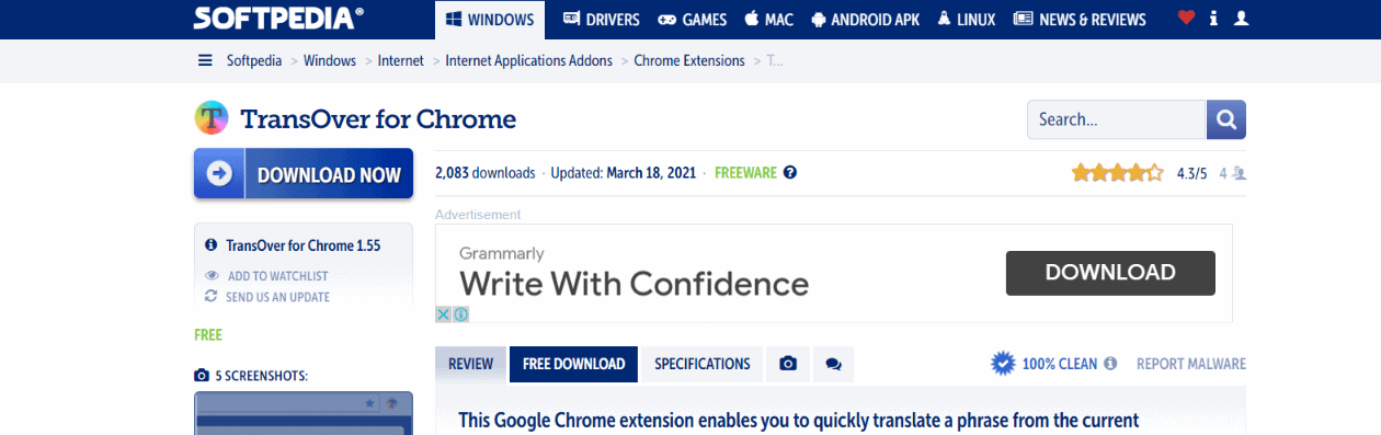 TransOver estensione traduzione chrome browser