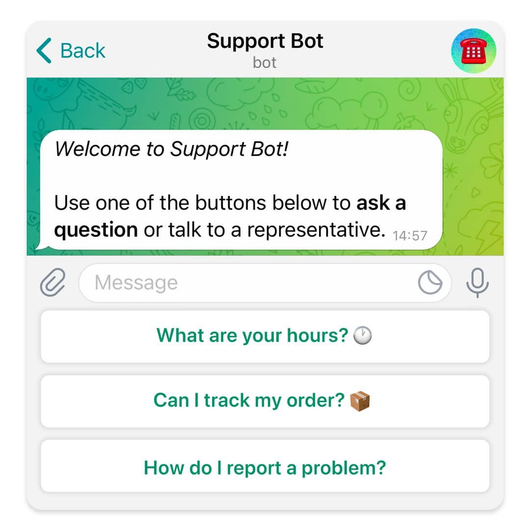 bot telegram esempio supporto